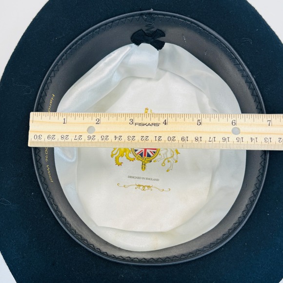 Vintage Equestrian Hunt Top Hat Wool Felt Riding Hat Rear Bow England Victorian - Picture 4 of 15